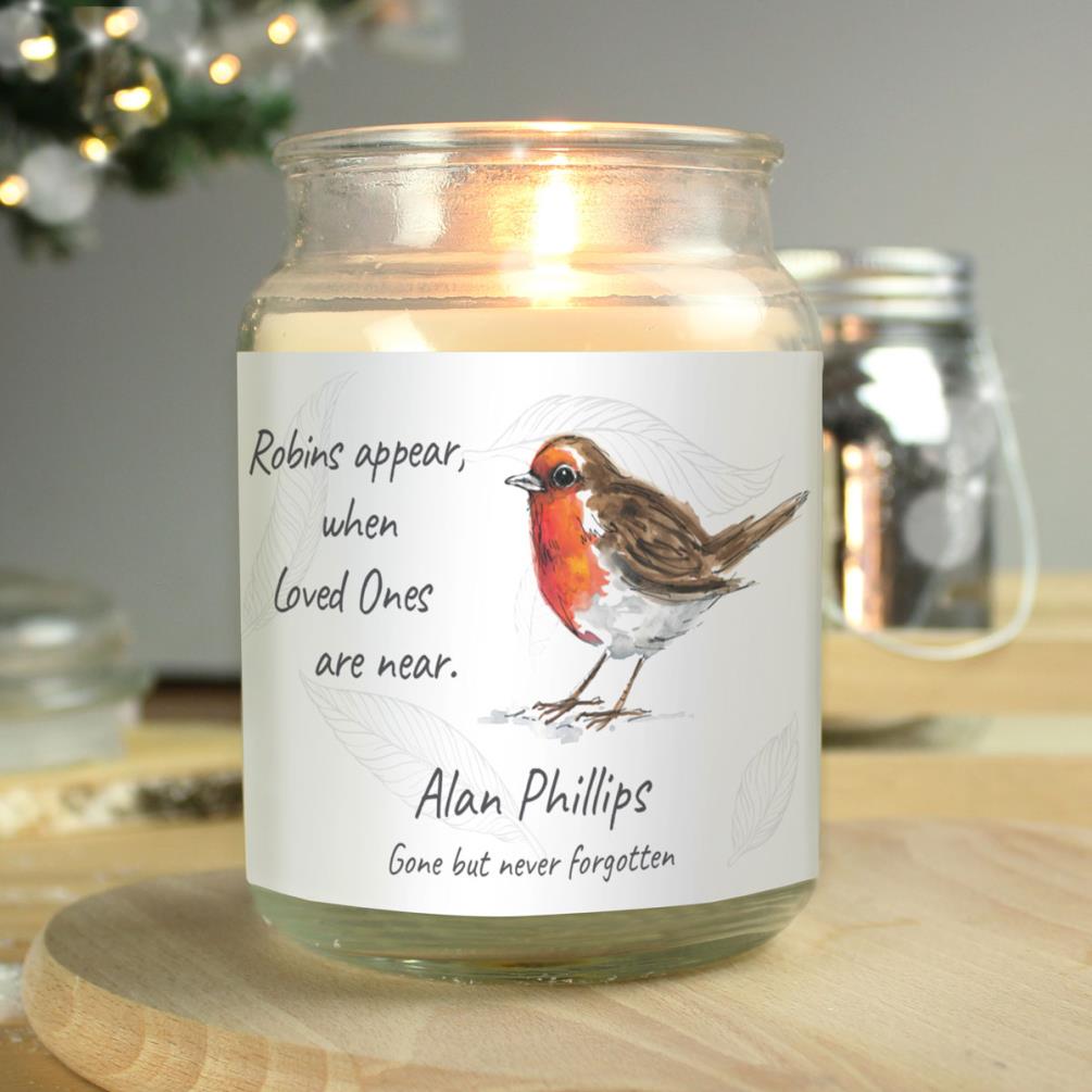 Personalised Robins Appear Scented Jar Candle Extra Image 1